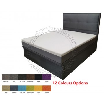 Kingsway Fabric Storage Bed- Queen size Steel blue